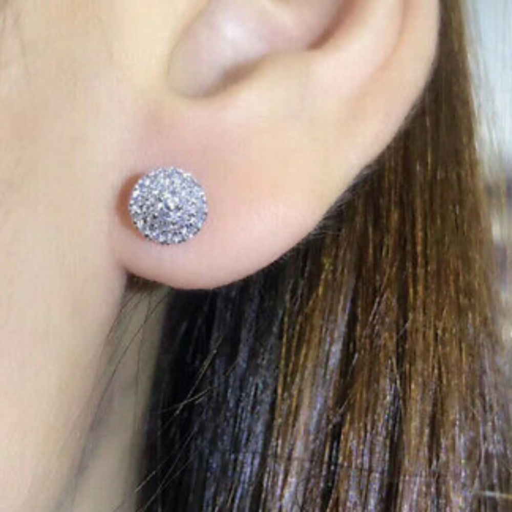 New Sterling silver stud diamond earrings